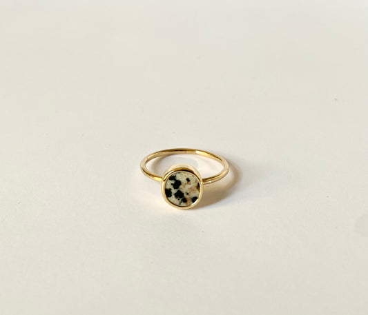 Gem Ring - Jaspis Dalmatyński Złoty