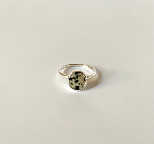Gem Ring - Jaspis Dalmatyński Srebrny