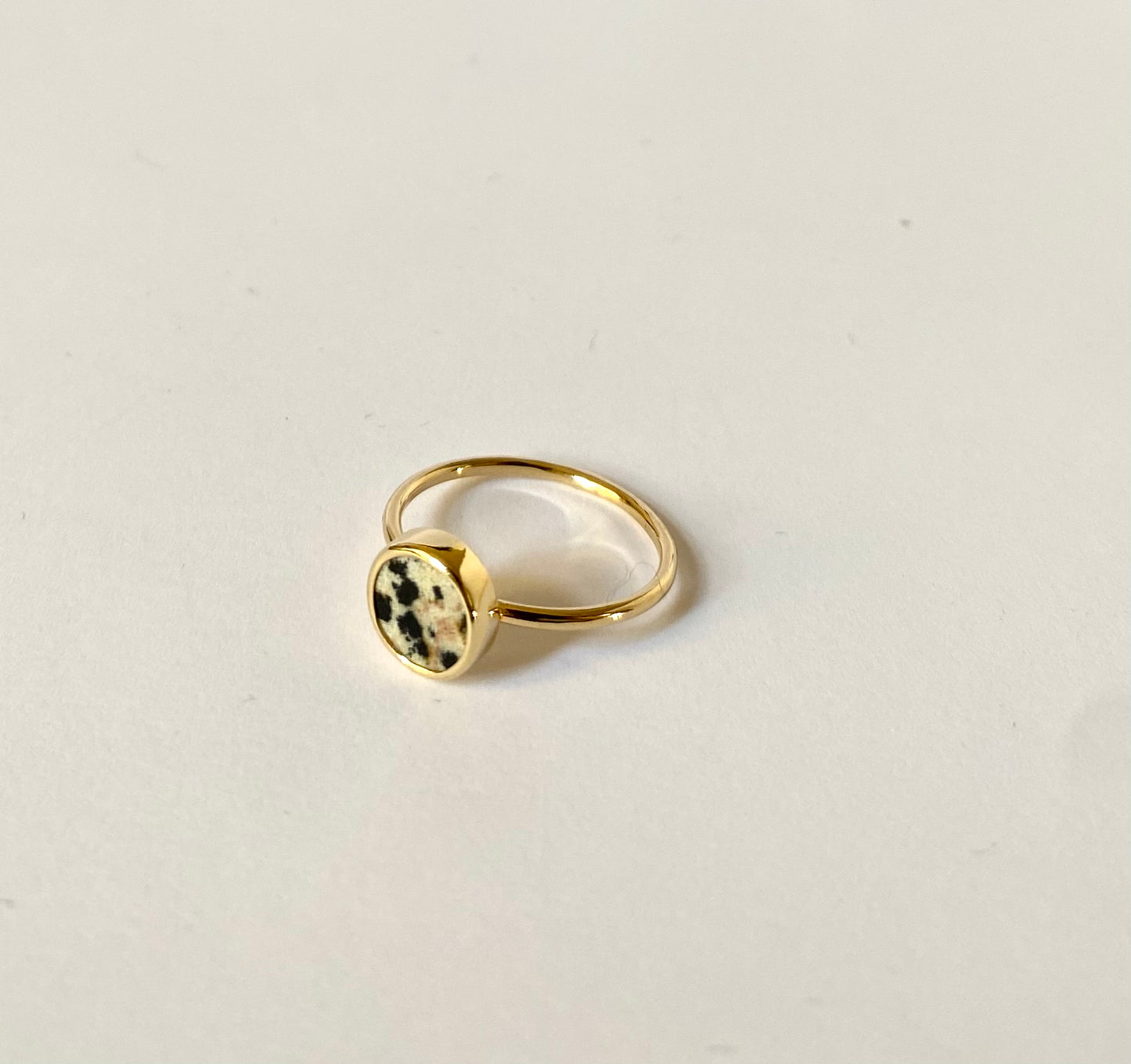 Gem Ring - Jaspis Dalmatyński Złoty