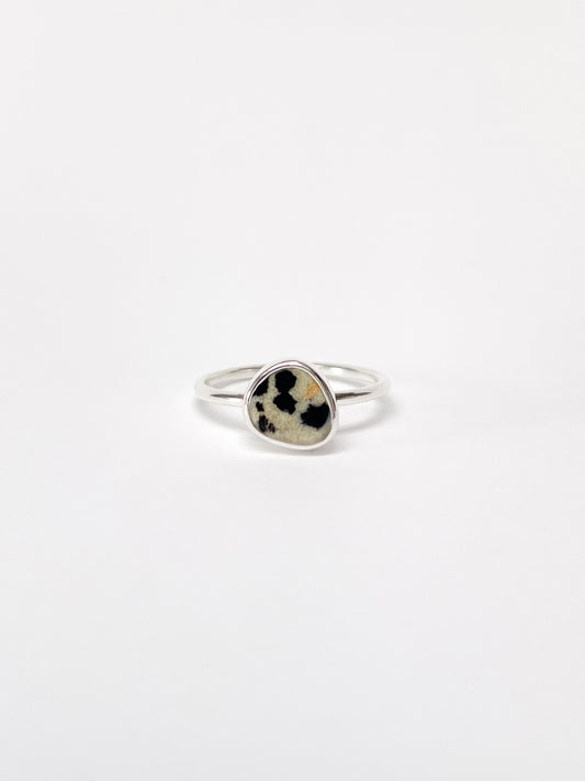 GEM RING - DALMATIAN JASPER SILVER